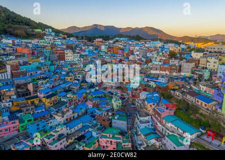 Vue aérienne du village culturel de Gamcheon à Busan, République de Corée Banque D'Images