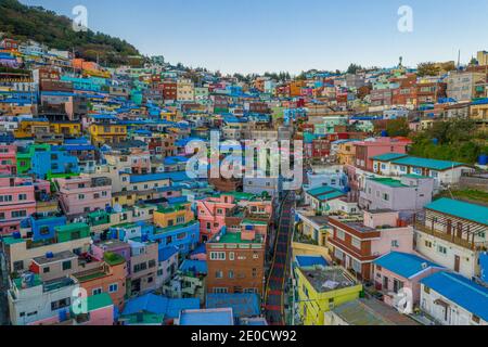 Vue aérienne du village culturel de Gamcheon à Busan, République de Corée Banque D'Images