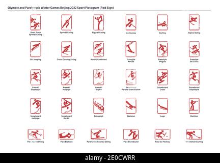 (201231) -- BEIJING, 31 décembre 2020 (Xinhua) -- l'image des pictogrammes sportifs (signe rouge) pour les Jeux Olympiques et Paralympiques d'hiver Beijing 2022 est publiée par le Comité d'organisation de Beijing 2022 à Beijing, capitale de la Chine, le 31 décembre 2020. (Comité d'organisation de Beijing 2022/document via Xinhua) Banque D'Images