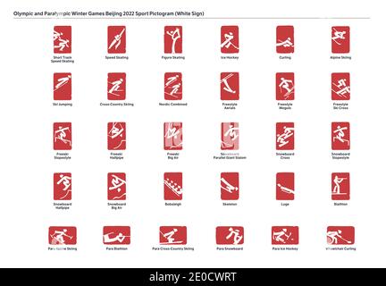 (201231) -- BEIJING, 31 décembre 2020 (Xinhua) -- l'image des pictogrammes sportifs (signe blanc) pour les Jeux Olympiques et Paralympiques d'hiver Beijing 2022 est publiée par le Comité d'organisation de Beijing 2022 à Beijing, capitale de la Chine, le 31 décembre 2020. (Comité d'organisation de Beijing 2022/document via Xinhua) Banque D'Images