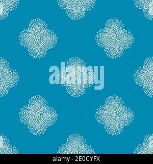 Arrière-plan à motif vectoriel monochrome marocain en treillis transparent. Texture géométrique simple avec formes en pointillés, créponnage, croix en demi-teinte. Bleu Illustration de Vecteur