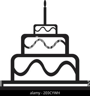 modèle de dessin vectoriel d'icône de gâteau d'anniversaire Illustration de Vecteur
