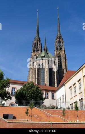 Cathédrale Saint Pierre et Paul (Katedrala svateho Petra a Pavla), Petrov, Brno, République Tchèque / Tchéquie - bâtiment religieux et sacré historique Banque D'Images