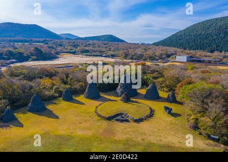 Vue aérienne du parc en pierre de Jeju, République de Corée Banque D'Images