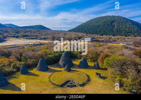 Vue aérienne du parc en pierre de Jeju, République de Corée Banque D'Images