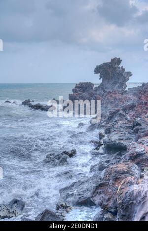 Yongduam Rock à Jeju City, République de Corée Banque D'Images