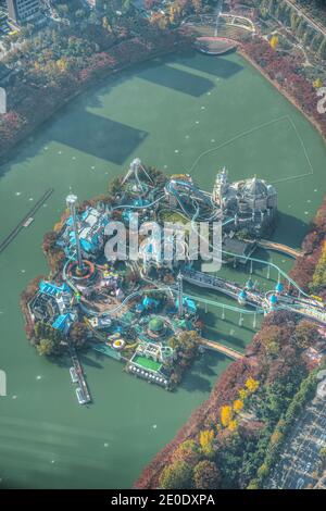 Vue aérienne de l'île Lotte World Magic à Séoul, République de Corée Banque D'Images