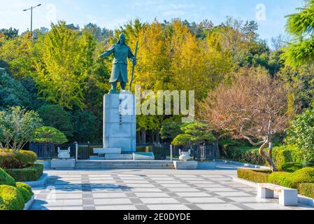 Statue de l'amiral Yi Sun-Sin à Mokpo, République de Corée Banque D'Images