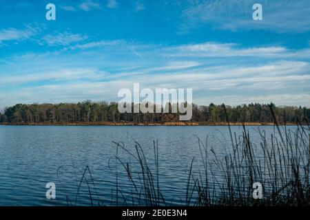 Vue sur le lac Grabowsee près de Friedrichsthal en hiver ensoleillé jour Banque D'Images