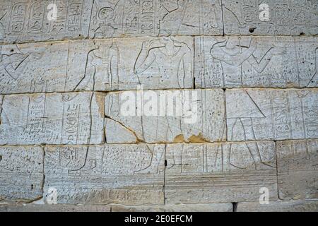 Détail des hiéroglyphes, Temple de Dendur, Metropolitan Museum of Art, New York City, New York, États-Unis Banque D'Images