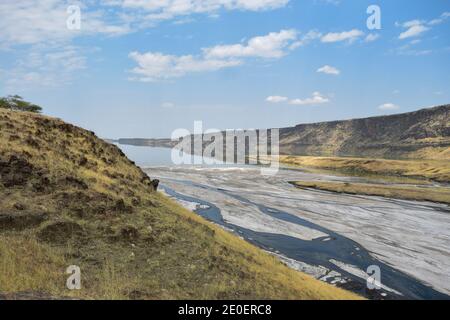 Vues panoramiques sur le lac Magadi contre le ciel à Magadi, vallée du Rift Banque D'Images