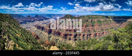 Parc national du Grand Canyon vue depuis le plateau nord, à Bright Angel point Banque D'Images