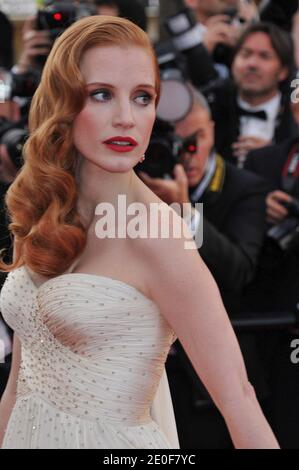 L'actrice AMÉRICAINE Jessica Chastain pose lors de la première de 'Magasacar 3' au 65e festival du film de Cannes, dans le sud de la France, le 18 mai 2012. Photo d'Aurore Marechal/ABACAPRESS.COM Banque D'Images