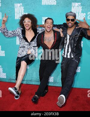 Red Foo, Sky Blu et Goonrock de LMFAO assistent aux MTV Movie Awards 2012 qui ont eu lieu au Gibson Theatre à Universal City, Los Angeles, CA, USA, le 3 juin 2012. Photo de Lionel Hahn/ABACAPRESS.COM Banque D'Images