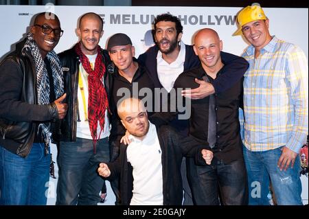 Franck Gastabide, Ramzy Bedia, Jib Pocthier, Medi Sadoun, Pom Klementieff et DJ Cut Killer assistaient à la première du film 'les Kaira' qui s'est tenu au Cine cite Bercy Cinema de l'UGC le 18 juin 2012 à Paris, France. Photo de Nicolas Genin/ABACAPRESS.COM Banque D'Images