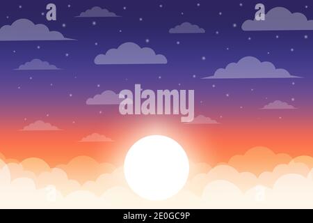 Fond de ciel de nuit à motif plat Illustration de Vecteur