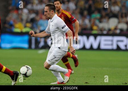 Franck Ribery en France lors du match de football Euro 2012 quart de finale, France contre Espagne au stade Dombass Arena, Donetsk, Ukraine, le 23 juin 2012. L'Espagne a gagné 2-0. Photo de Henri Szwarc/ABACAPRESS.COM Banque D'Images
