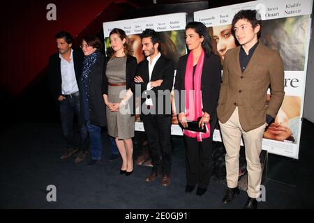 Emmanuelle Devos, Areen Omari, Jules Sitruk, Mehdi Dehbi, Lorraine Levy et Pascal Elbe à la première « le fils de l'autre », à Paris, France, le 2 avril 2012. Photo par ABACAPRESS.COM Banque D'Images