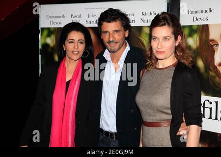 Emmanuelle Devos, Areen Omari et Pascal Elbe à la première "le fils de l'autre", à Paris, France, le 2 avril 2012. Photo par ABACAPRESS.COM Banque D'Images