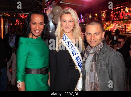 Vincent McDoom, Christelle Roca, Miss Prestige National et Allan Theo participant à la journée d'ouverture de la Foire du Trone annuelle au bénéfice des 'enfants de la terre' qui s'est tenue à Paris, France, le 2012 avril. Photo par ABACAPRESS.COM Banque D'Images