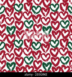 Fond sans couture en forme de coeur avec trait de pinceau pour les textiles de mode et les motifs Illustration de Vecteur