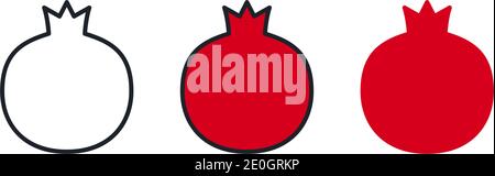 Icône grenade. Icône de couleur linéaire, contour, forme, contour. Ligne fine. Design minimaliste moderne. Ensemble de vecteurs. Illustrations de fruits Illustration de Vecteur