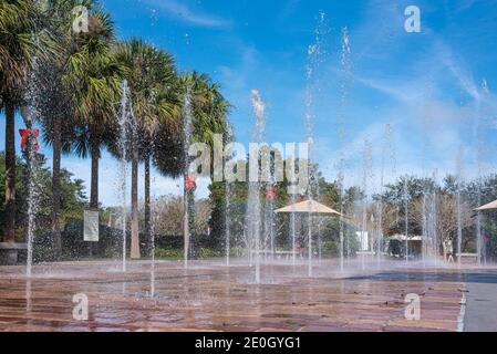 Winter Garden Interactive Fountain & Splashpad dans le centre-ville Winter Garden, Floride. (ÉTATS-UNIS) Banque D'Images