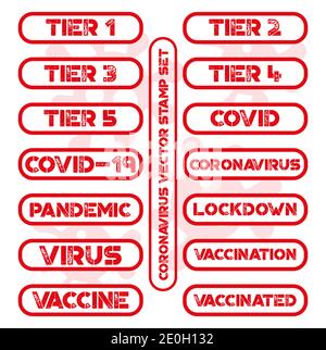 Timbre vecteur du coronavirus sur fond blanc avec logos de virus. Illustration de Vecteur