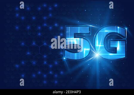 Symbole de la technologie réseau mobile 5G dans un style futuriste. Technologie moderne et innovation. Illustration de Vecteur