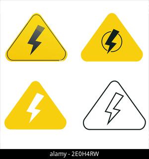 Panneau haute tension, symbole d'électricité, vecteur d'avertissement jaune Illustration de Vecteur