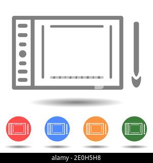 Tablette de dessin graphique avec une icône de vecteur de stylet Illustration de Vecteur
