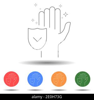 Nettoyer le vecteur d'icône de main protégée isolé Illustration de Vecteur