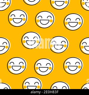 Visages amusants avec des sourires sans coutures pour le jour d'avril. Arrière-plan positif mignon Illustration de Vecteur