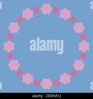 Cadre doré rond fleuri avec roses et coeurs. Bannière festive. Typographie des fêtes de Saint-Valentin. Illustration vectorielle EPS10 Illustration de Vecteur