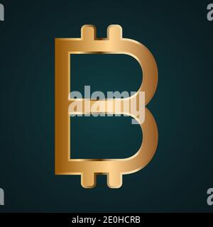 Logo vectoriel d'icône Bitcoin. Métal or dégradé avec fond sombre Illustration de Vecteur