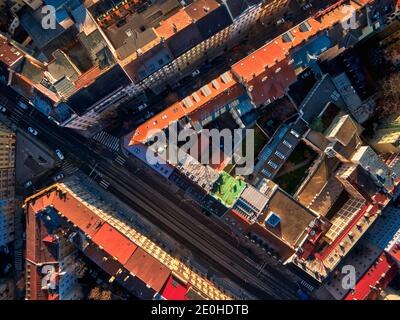 Vue aérienne de haut en bas de la vieille ville europe Prague Banque D'Images