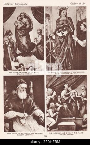 Galerie d'art - la Madonna Sixtine, Catherine d'Alexandrie, le Pape Julius le second, la Madonna et l'enfant. Banque D'Images