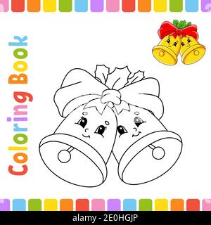 Livre de coloriage pour enfants. Thème hiver. Caractère joyeux. Illustration vectorielle. Joli dessin animé. Page fantaisie pour les enfants. Silhouette de contour noire Illustration de Vecteur