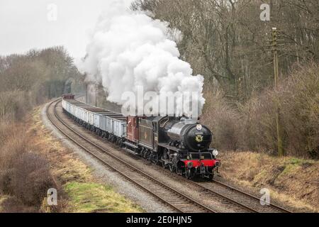 BR 'K1' 2-6-0 No. 62005 passe près de Kinchley Lane sur la Great Central Railway Banque D'Images