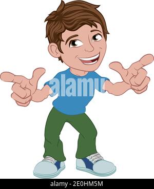 Boy Kid Cartoon personnage enfant pointant Illustration de Vecteur