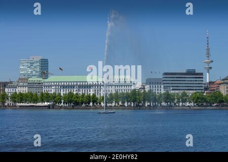 L'hôtel Vier Jahreszeiten, Alsterfontaene, Binnenalster, Hamburg, Deutschland Banque D'Images