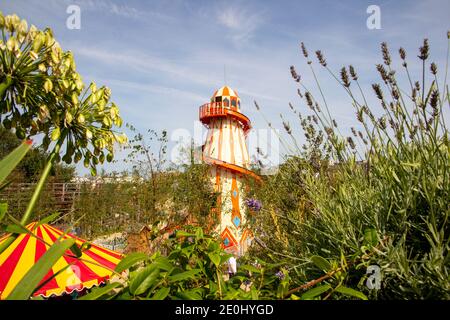 MARGATE, KENT, ROYAUME-UNI - 28 AOÛT 2017. Helter Skelter à l'emblématique Dreamland à Margate, avec ses manèges historiques provenant de plusieurs sites britanniques. Margate, K. Banque D'Images