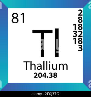 TL Thallium Chemical Element Tableau périodique. Illustration à vecteur unique, icône colorée avec masse molaire, cont. D'électrons et nombre atomique. Illustration de Vecteur