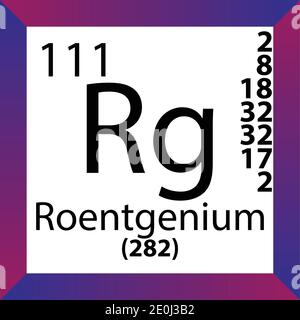 RG Roentgenium - Tableau périodique des éléments chimiques. Illustration à vecteur unique, icône colorée avec masse molaire, cont. D'électrons et nombre atomique. Illustration de Vecteur