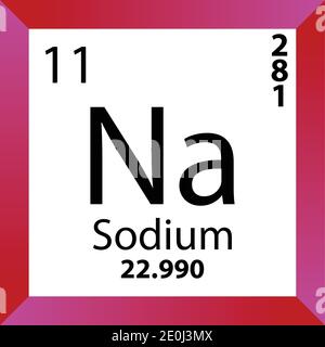 Na élément chimique sodium Tableau périodique. Illustration à vecteur unique, icône colorée avec masse molaire, cont. D'électrons et nombre atomique. Illustration de Vecteur