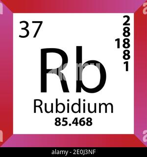 Tableau périodique des éléments chimiques du rubidium RB. Illustration à vecteur unique, icône colorée avec masse molaire, cont. D'électrons et nombre atomique. Illustration de Vecteur