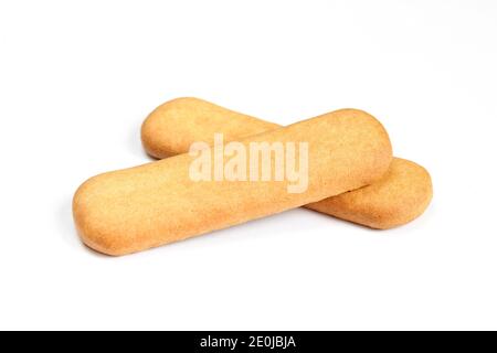 Deux biscuits croquants isolés sur fond blanc.Doigts de poche Banque D'Images