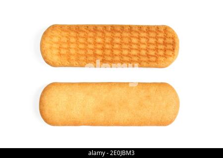 Deux côtés du biscuit à manche orange isolés sur fond blanc Banque D'Images