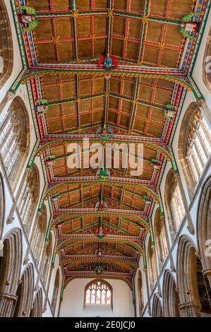 Vue sur le toit de St Cuthberts Chuch Wells Somerset Banque D'Images