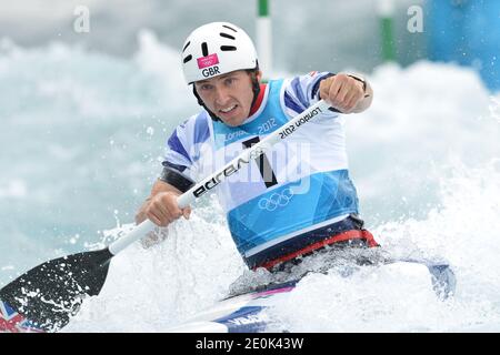 David Florence, en Grande-Bretagne, participe à la demi-finale en canoë pour hommes au Lee Valley White Water Center lors des Jeux olympiques de Londres de 2012, à Londres, au Royaume-Uni, le 31 juillet 2012. Photo de Gouhier-Guibbbbaud-JMP/ABACAPRESS.COM Banque D'Images